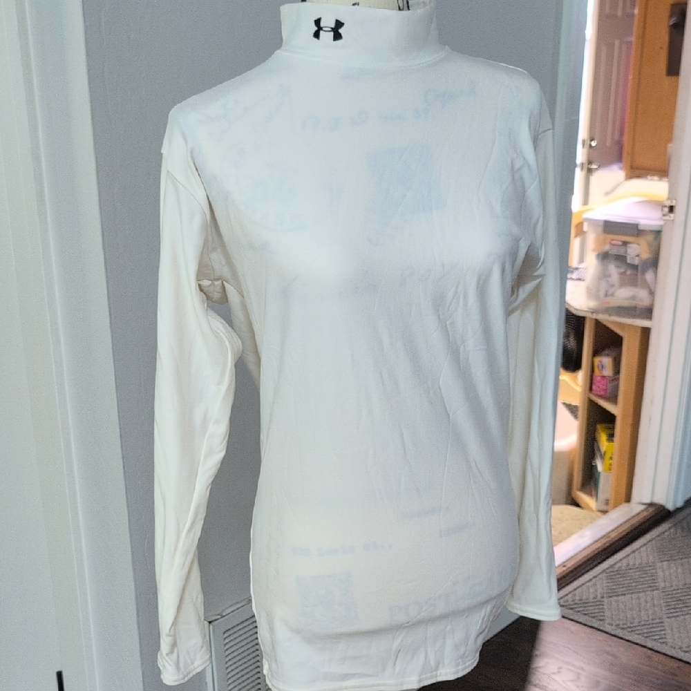 Under Armour White Fitted Long Sleeve T-Shirt